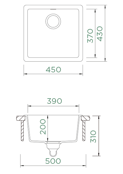Schock Quadro N100 Nero Granit Eviye